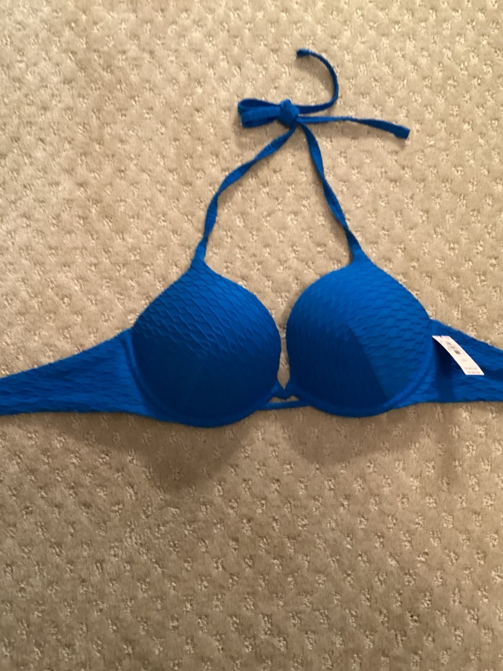 Victoria's Secret Bright Blue Textured Halter Bra